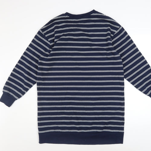 George Women Navy Stripe Long Sleeve Pullover Sweatshirt Size 10