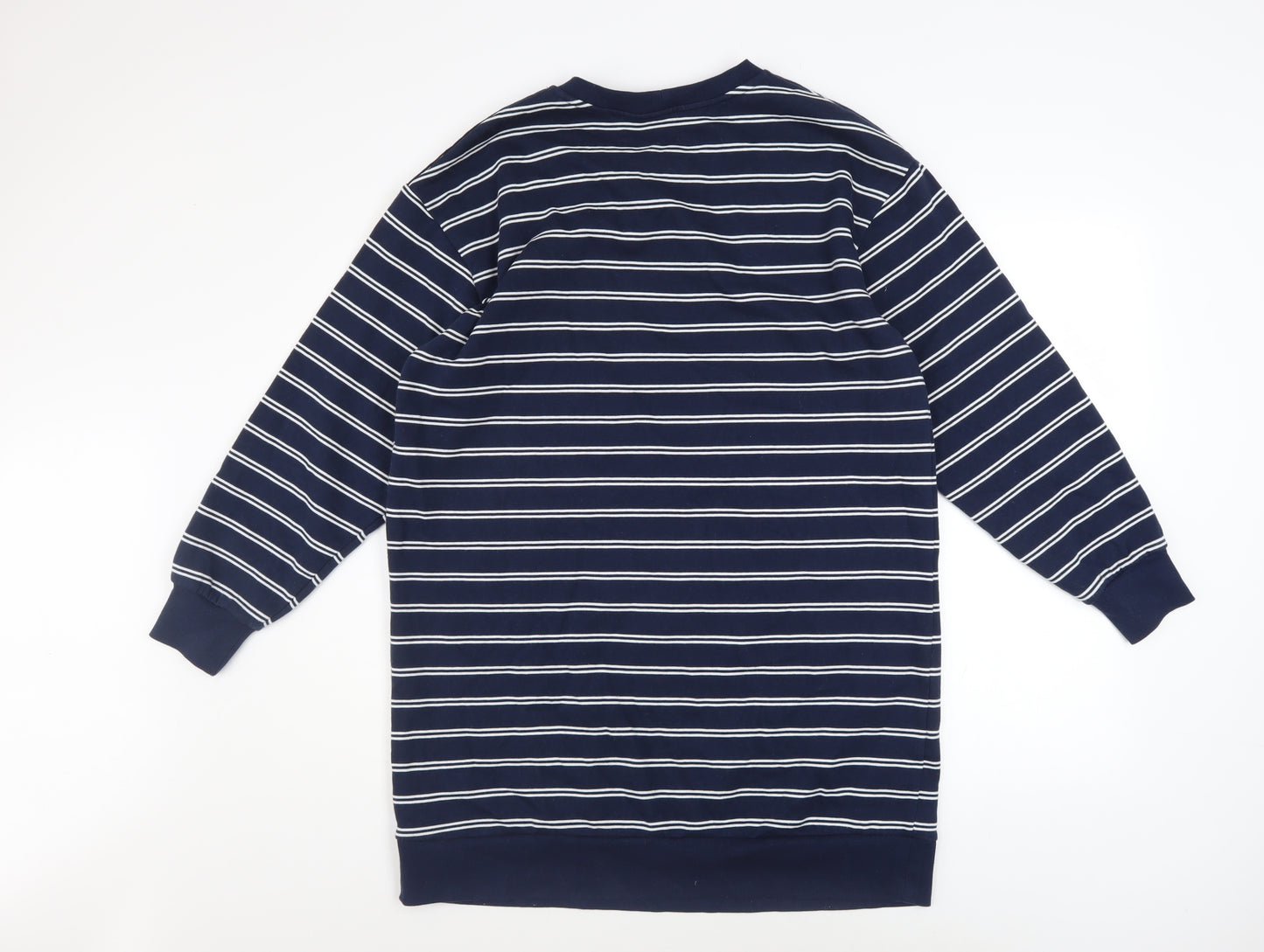 George Women Navy Stripe Long Sleeve Pullover Sweatshirt Size 10