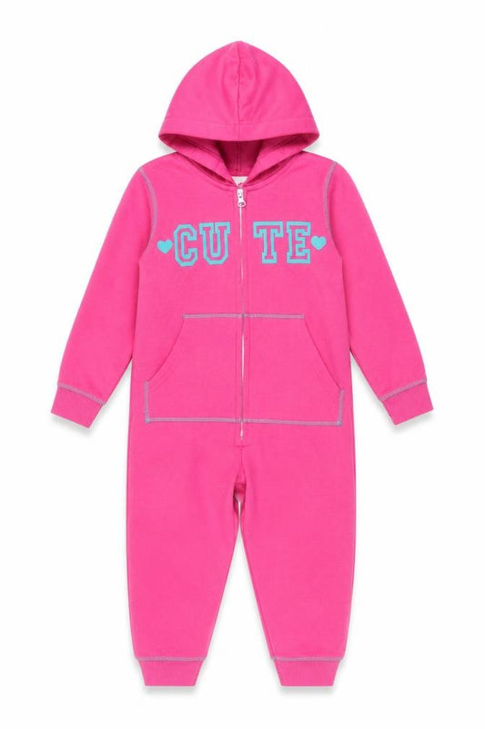 Love Me Girls Pink Hooded Zip One Piece Nightwear 5-6 Years