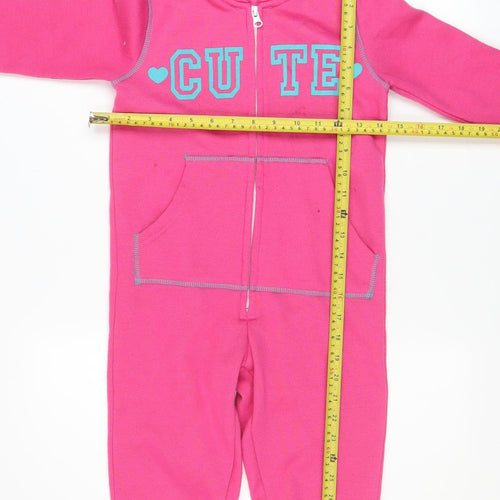 Love Me Girls Pink Hooded Zip One Piece Nightwear 5-6 Years