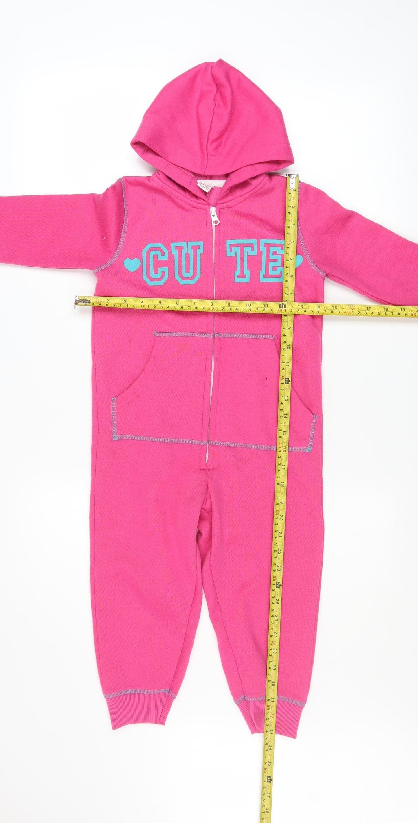Love Me Girls Pink Hooded Zip One Piece Nightwear 5-6 Years
