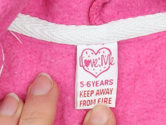 Love Me Girls Pink Hooded Zip One Piece Nightwear 5-6 Years