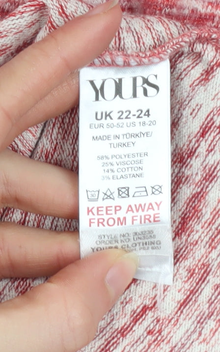 Yours Women Red Marl Pullover Sweatshirt UK 22-24 Relaxed Fit