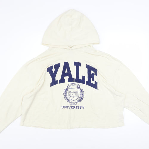 Yale University Women's Ivory Pullover Hoodie M Graphic Print