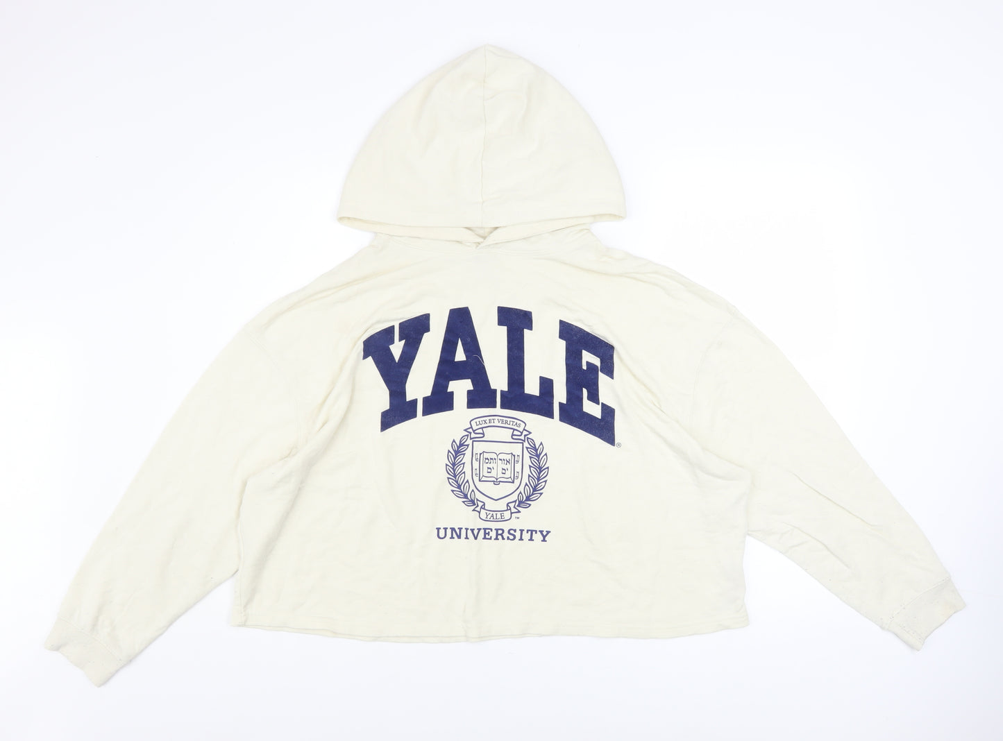 Yale University Women's Ivory Pullover Hoodie M Graphic Print