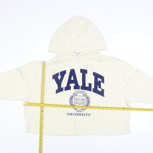 Yale University Women's Ivory Pullover Hoodie M Graphic Print