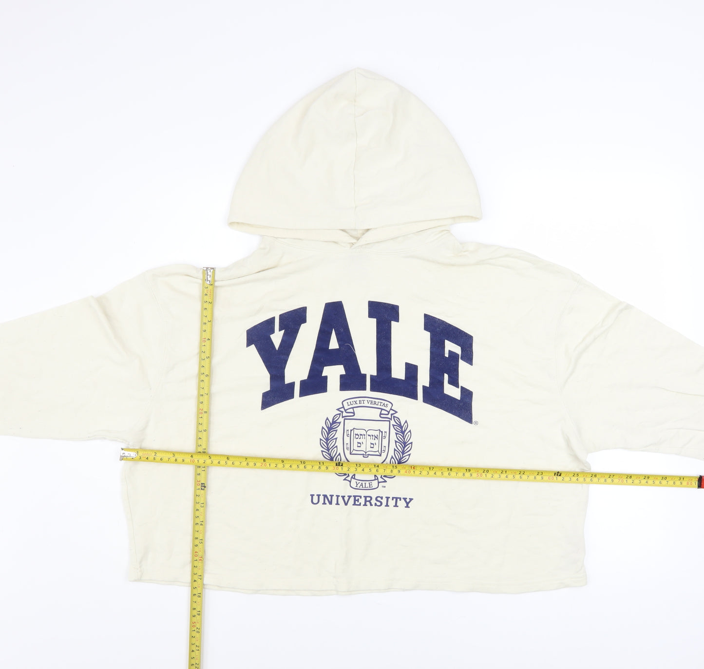 Yale University Women's Ivory Pullover Hoodie M Graphic Print