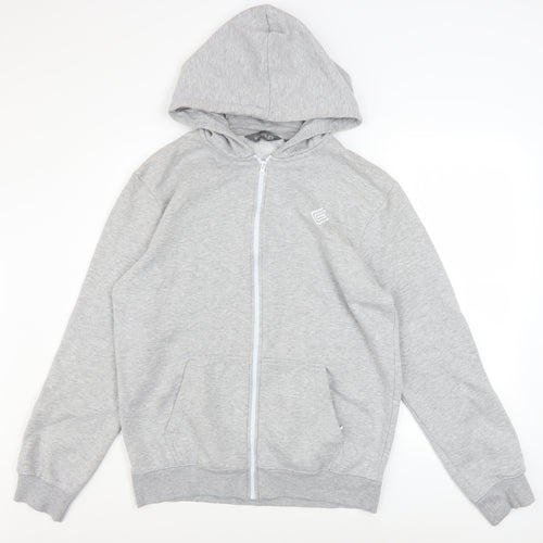 Enzo Men's Grey Full Zip Hoodie XL Regular Fit Fleece Sweatshirt