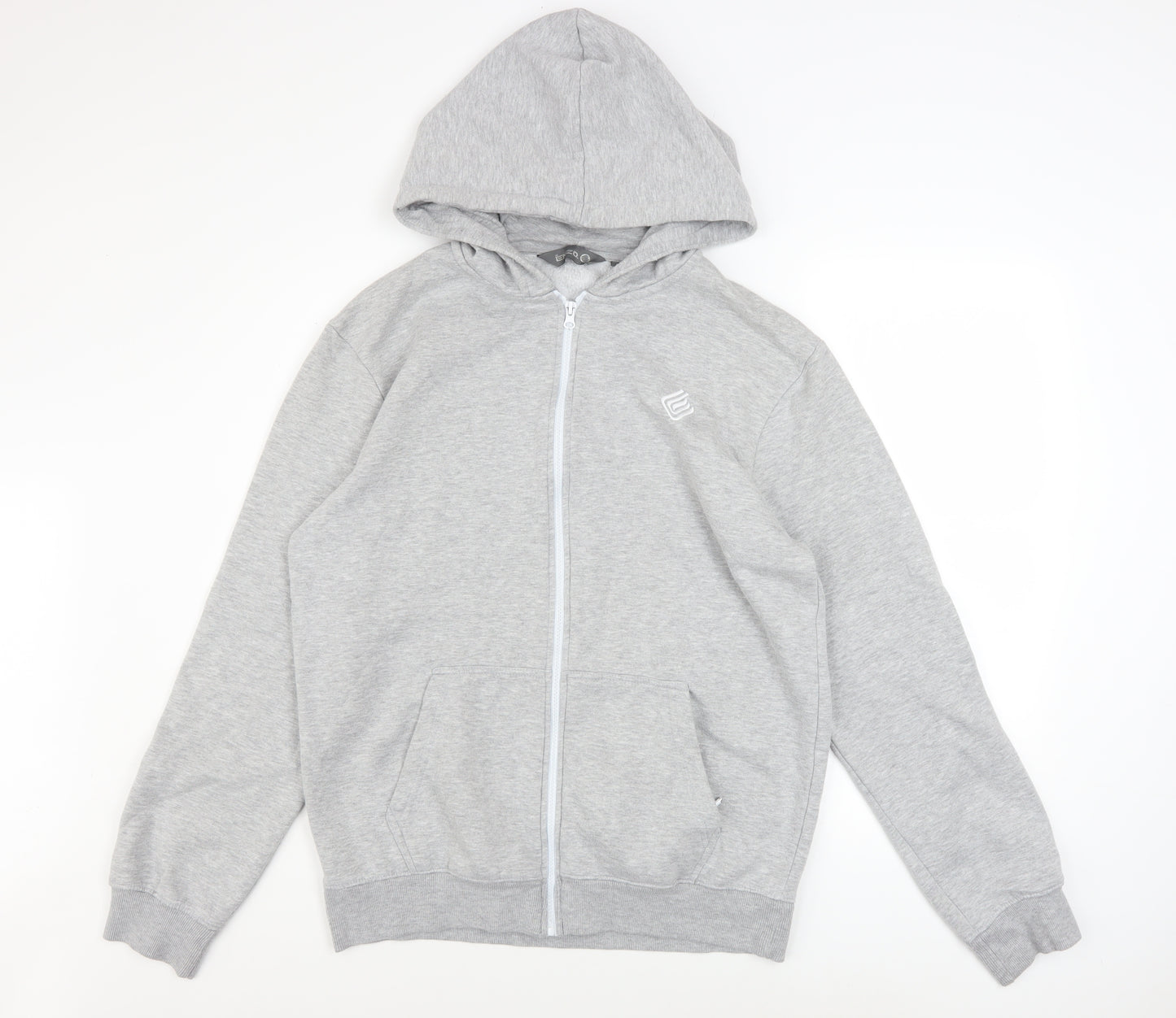 Enzo Men's Grey Full Zip Hoodie XL Regular Fit Fleece Sweatshirt