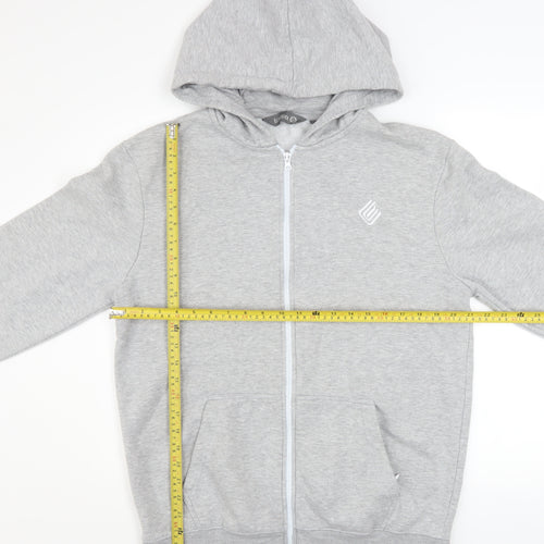 Enzo Men's Grey Full Zip Hoodie XL Regular Fit Fleece Sweatshirt