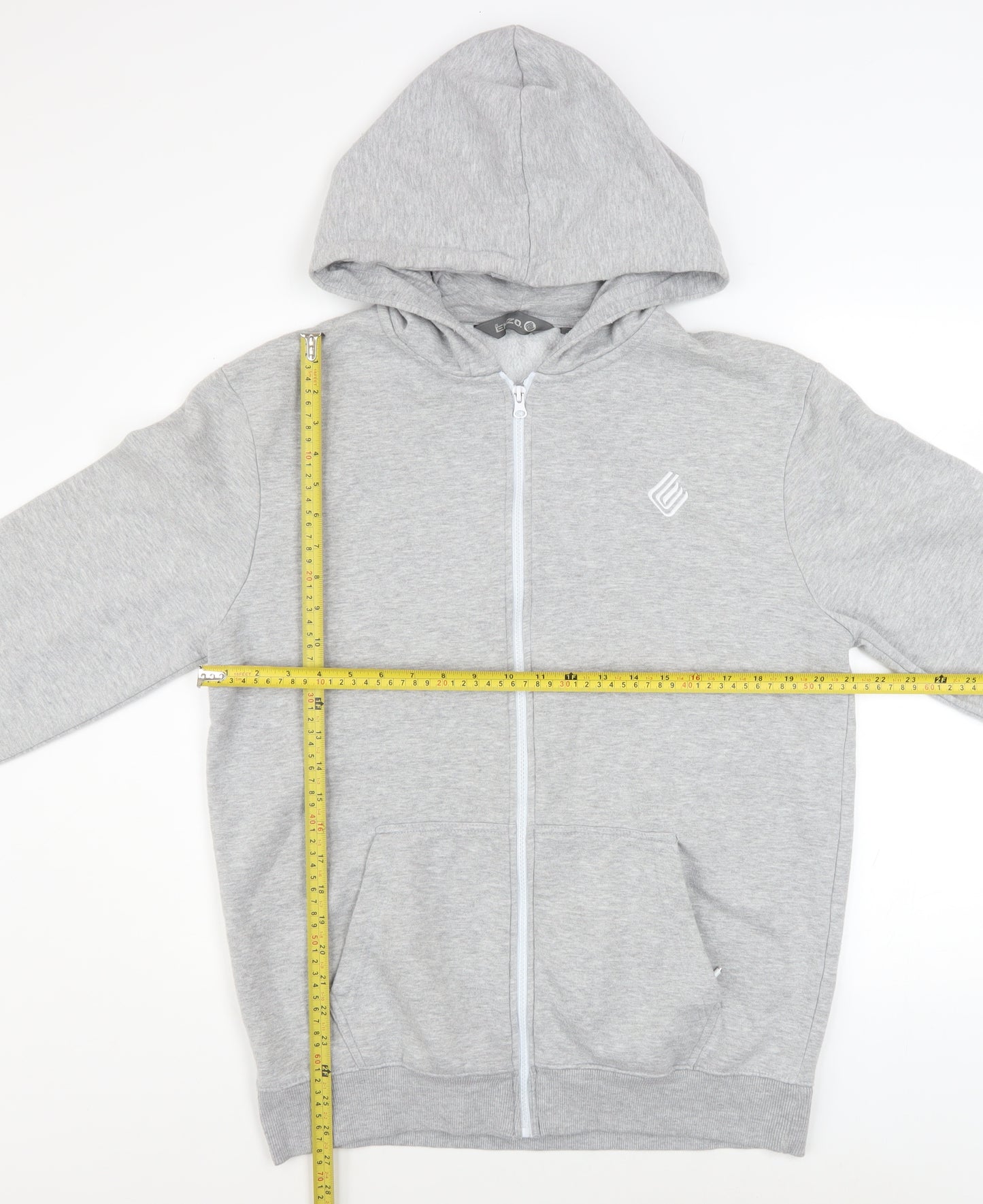 Enzo Men's Grey Full Zip Hoodie XL Regular Fit Fleece Sweatshirt