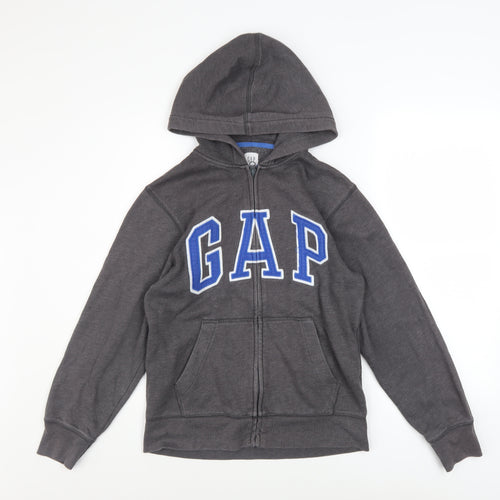 GAP Kids Boys Grey Full Zip Hoodie Size 12-13 Years Cotton Blend Fleece