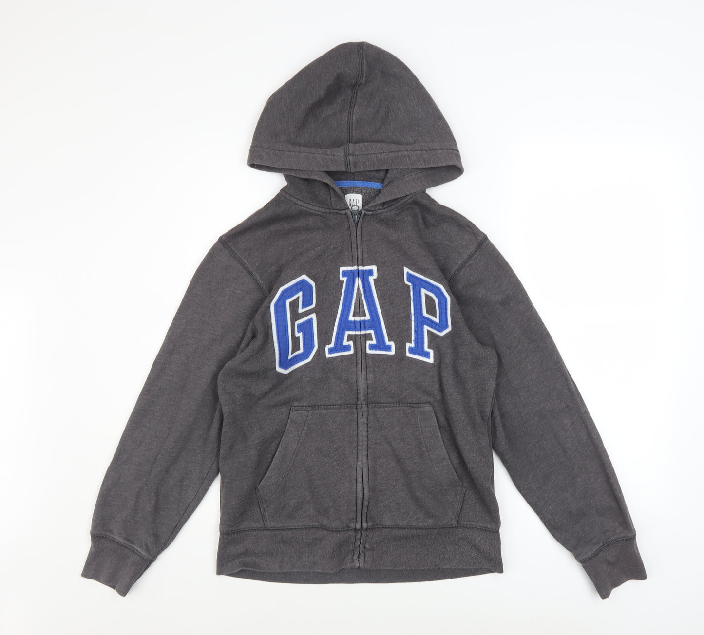 GAP Kids Boys Grey Full Zip Hoodie Size 12-13 Years Cotton Blend Fleece