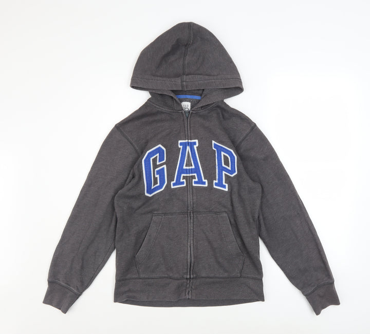 GAP Kids Boys Grey Full Zip Hoodie Size 12-13 Years Cotton Blend Fleece