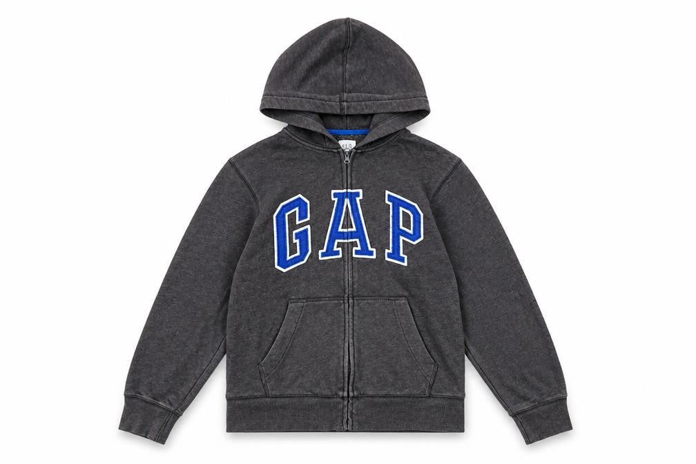 GAP Kids Boys Grey Full Zip Hoodie Size 12-13 Years Cotton Blend Fleece