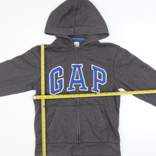 GAP Kids Boys Grey Full Zip Hoodie Size 12-13 Years Cotton Blend Fleece