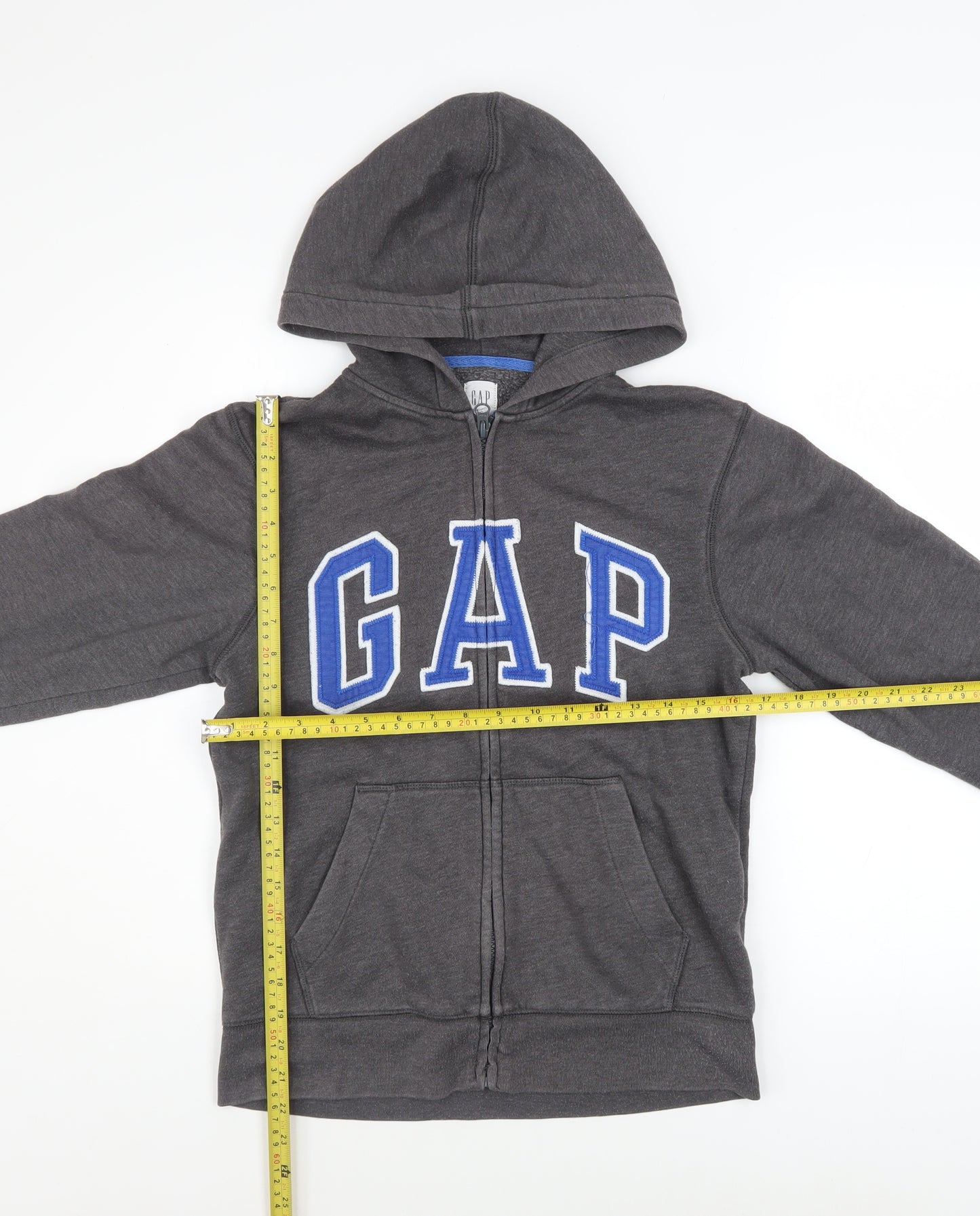 GAP Kids Boys Grey Full Zip Hoodie Size 12-13 Years Cotton Blend Fleece
