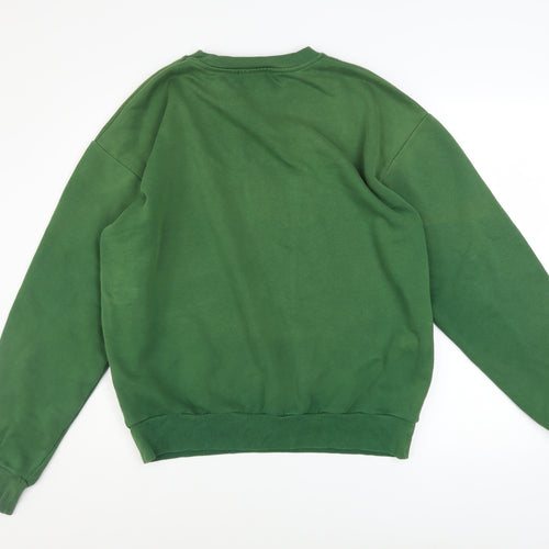 Stradivarius Womens Green Pullover Sweatshirt Medium Le Marais Paris Embroidered