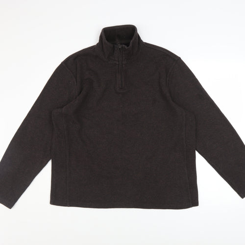 TU Men's Brown 1/4 Zip Fleece Sweatshirt Size L
