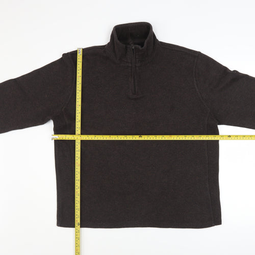 TU Men's Brown 1/4 Zip Fleece Sweatshirt Size L
