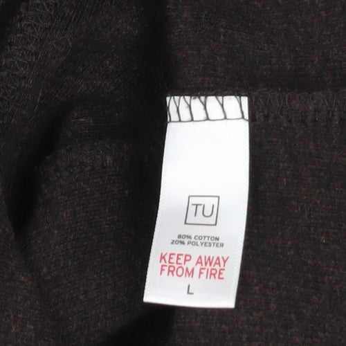 TU Men's Brown 1/4 Zip Fleece Sweatshirt Size L