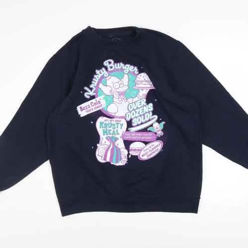 The Simpsons Men’s Blue Krusty Burger Graphic Sweatshirt Size S