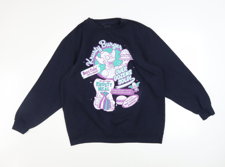 The Simpsons Men’s Blue Krusty Burger Graphic Sweatshirt Size S