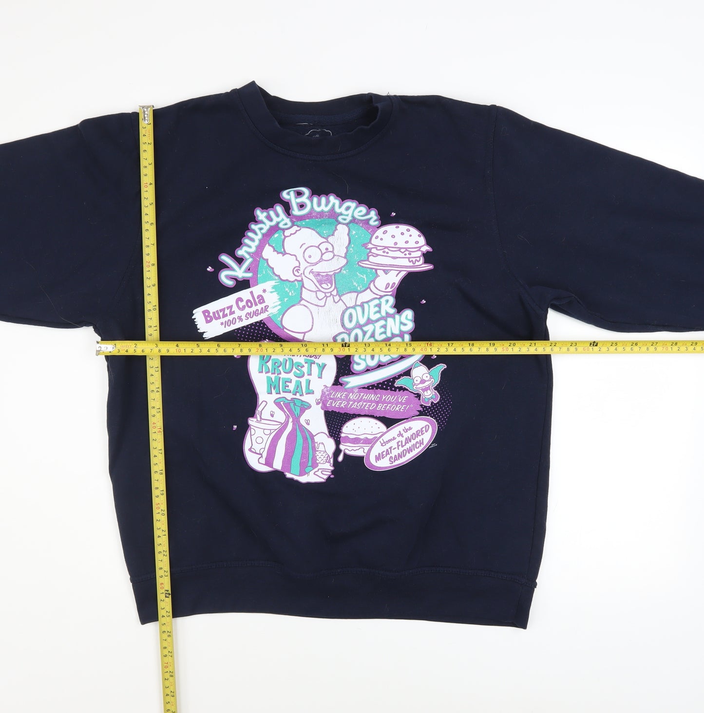 The Simpsons Men’s Blue Krusty Burger Graphic Sweatshirt Size S