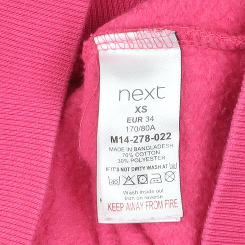 Next Womens Pink XS Pullover Hoodie Cotton Blend Casual