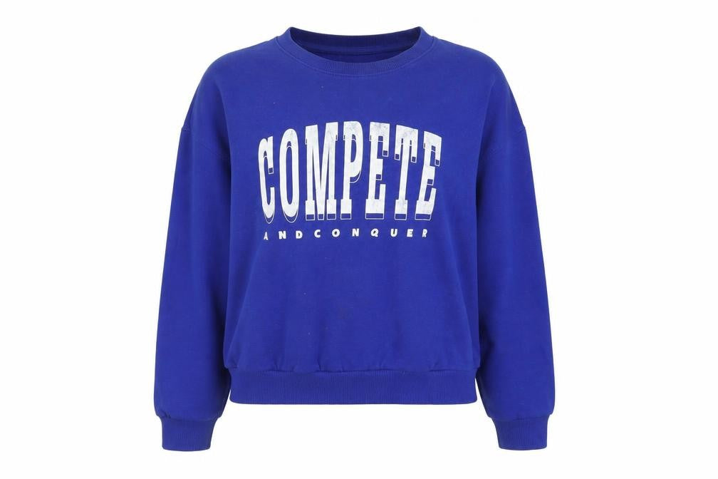 H&M Divided Women's Blue Cropped Pullover Sweatshirt Medium