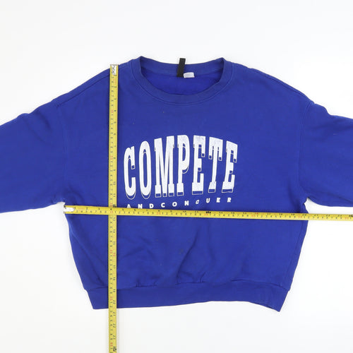 H&M Divided Women's Blue Cropped Pullover Sweatshirt Medium