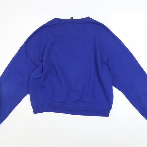 H&M Divided Women's Blue Cropped Pullover Sweatshirt Medium