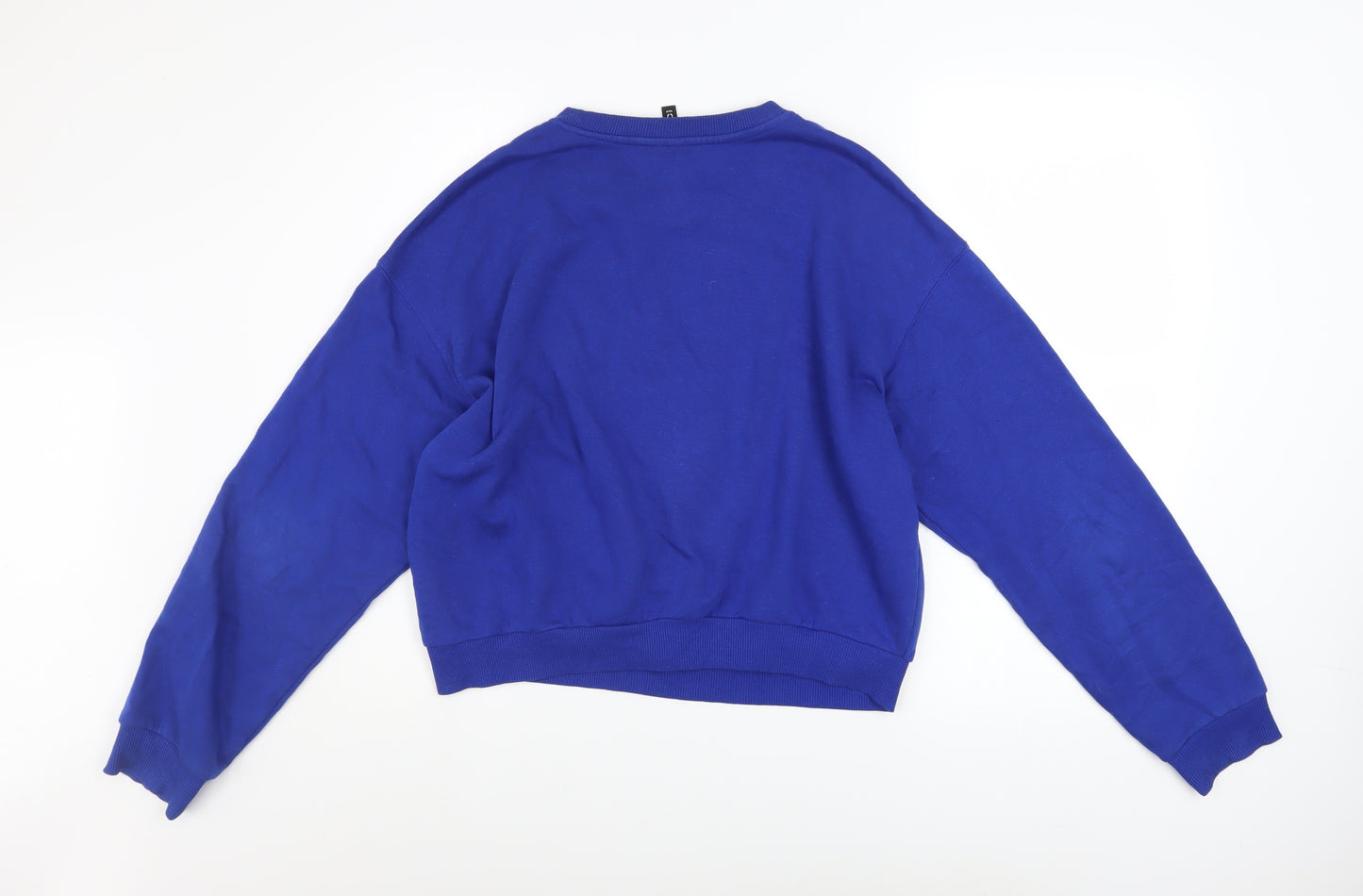 H&M Divided Women's Blue Cropped Pullover Sweatshirt Medium
