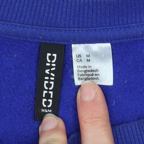 H&M Divided Women's Blue Cropped Pullover Sweatshirt Medium