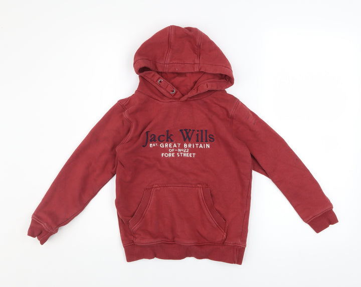 Jack Wills Boys Red Pullover Hoodie 7-8 Years Hooded Sweatshirt