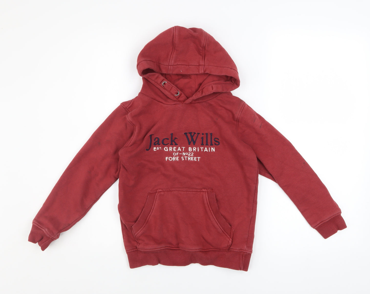 Jack Wills Boys Red Pullover Hoodie 7-8 Years Hooded Sweatshirt