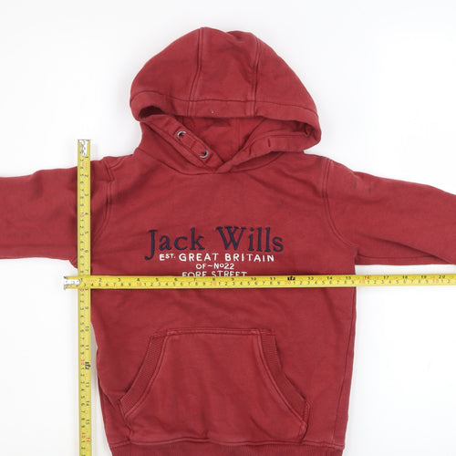 Jack Wills Boys Red Pullover Hoodie 7-8 Years Hooded Sweatshirt