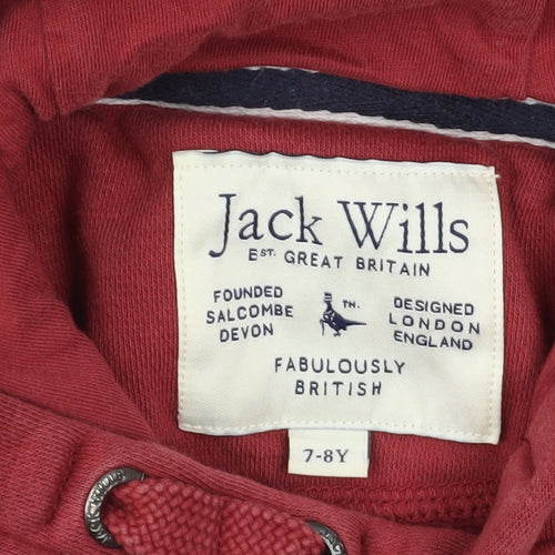 Jack Wills Boys Red Pullover Hoodie 7-8 Years Hooded Sweatshirt