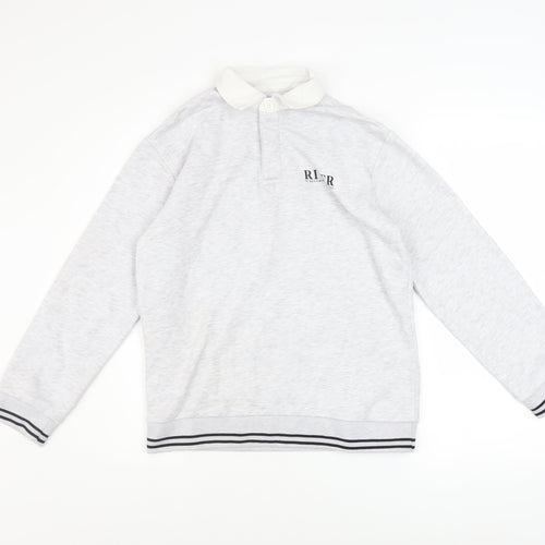 River Island Girls Grey Fleece Collared Henley Sweatshirt 11-12 Years