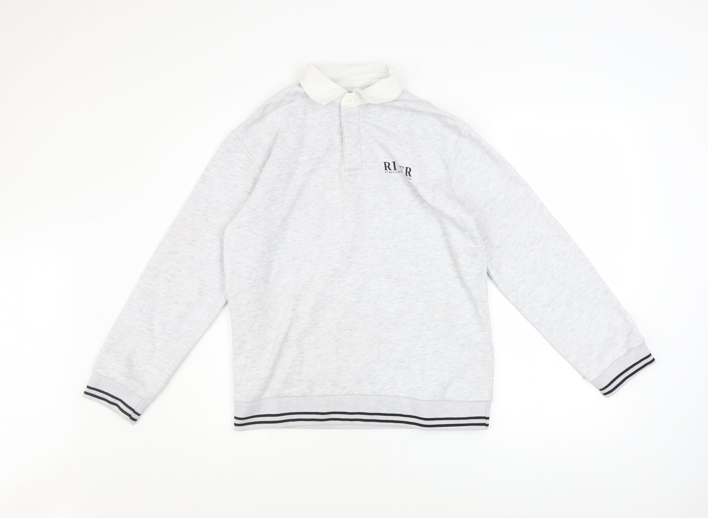 River Island Girls Grey Fleece Collared Henley Sweatshirt 11-12 Years