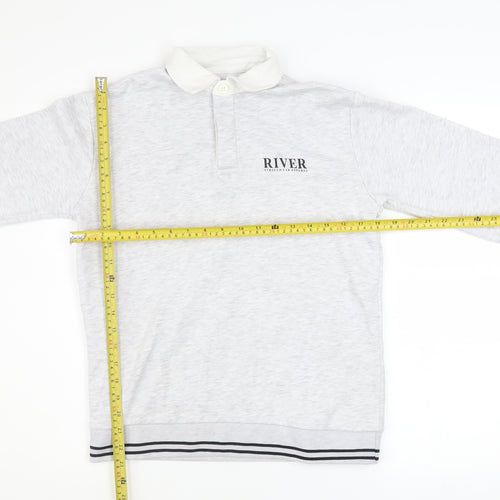 River Island Girls Grey Fleece Collared Henley Sweatshirt 11-12 Years