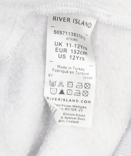 River Island Girls Grey Fleece Collared Henley Sweatshirt 11-12 Years