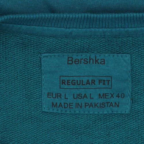 Bershka Men's Blue Graphic 'THE END' Sweatshirt L Regular Fit