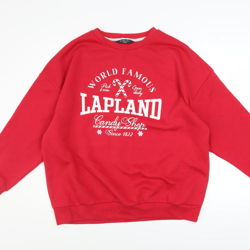 George Women Red Lapland Candy Shop Christmas Sweatshirt Size S 8-10
