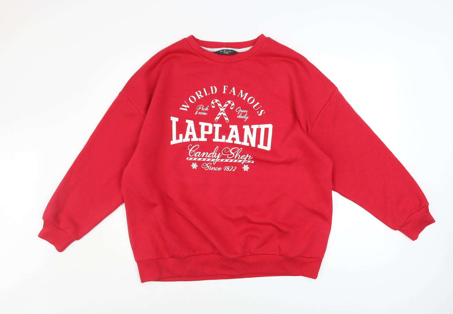 George Women Red Lapland Candy Shop Christmas Sweatshirt Size S 8-10
