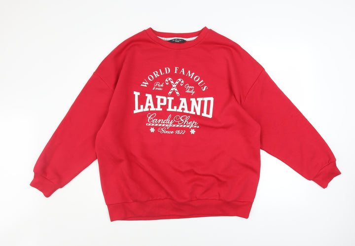 George Women Red Lapland Candy Shop Christmas Sweatshirt Size S 8-10