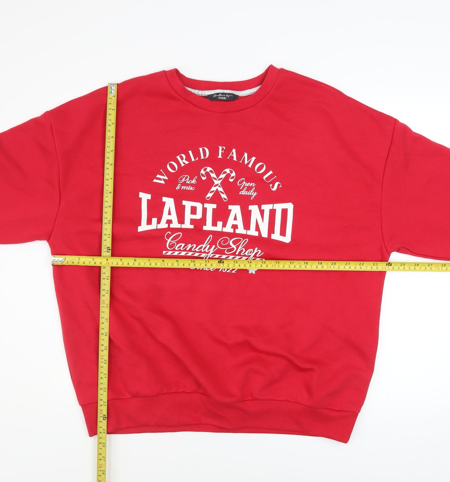 George Women Red Lapland Candy Shop Christmas Sweatshirt Size S 8-10