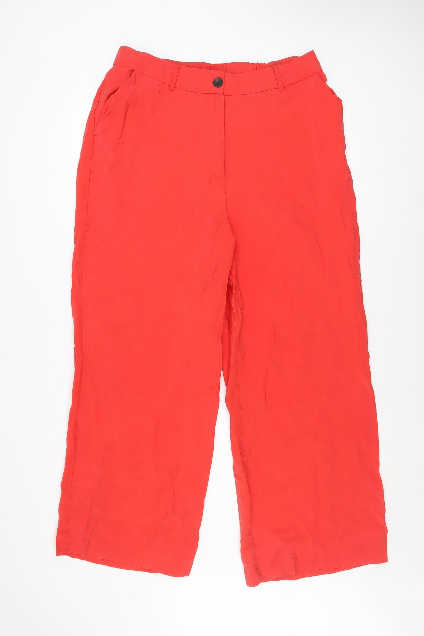 Dunnes Stores Women's Red Wide-Leg Modal Blend Trousers Size 16