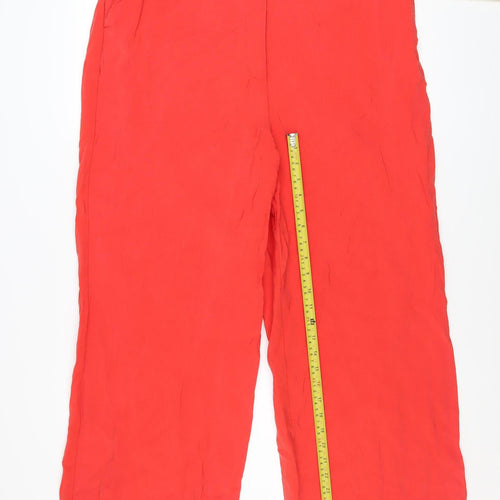 Dunnes Stores Women's Red Wide-Leg Modal Blend Trousers Size 16