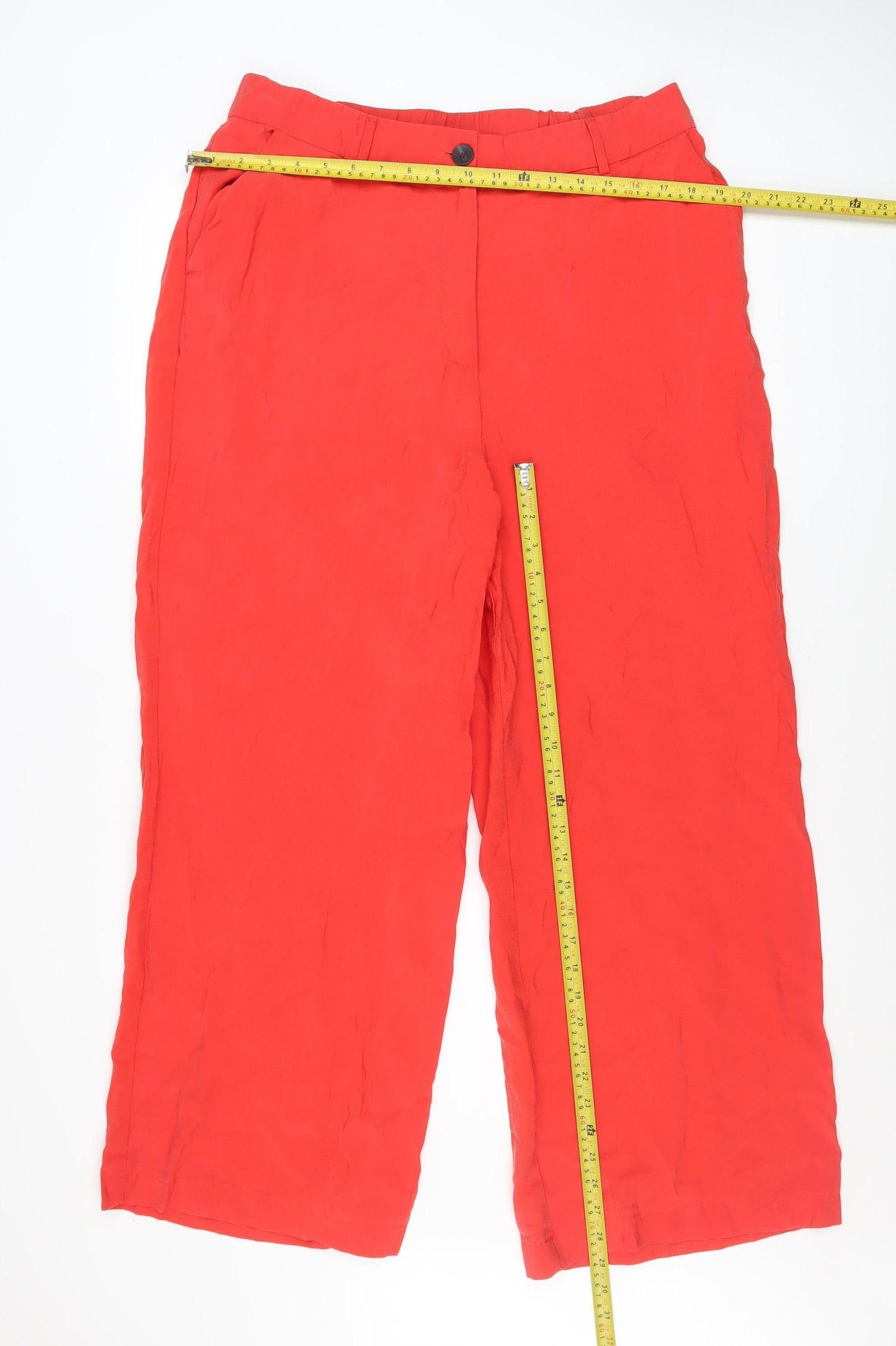 Dunnes Stores Women's Red Wide-Leg Modal Blend Trousers Size 16